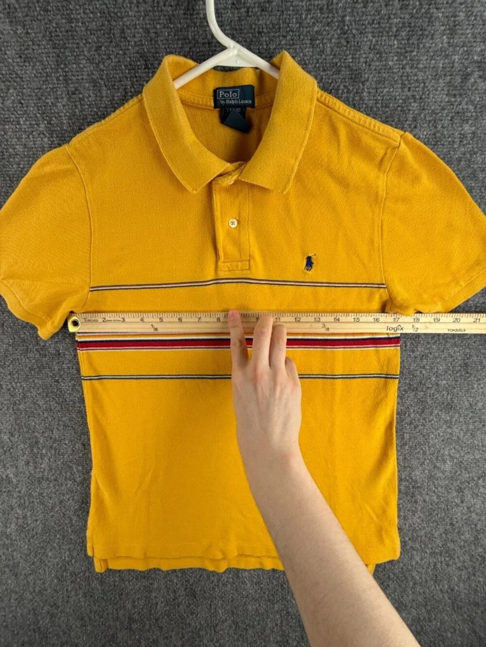 Polo Ralph Lauren Boys Polo Striped Yellow Green Blue Pony Logo Large 14/16
